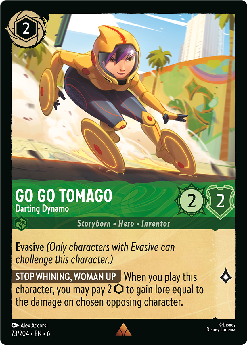 Go Go Tomago - Darting Dynamo card from the Disney Lorcana Trading Card Game