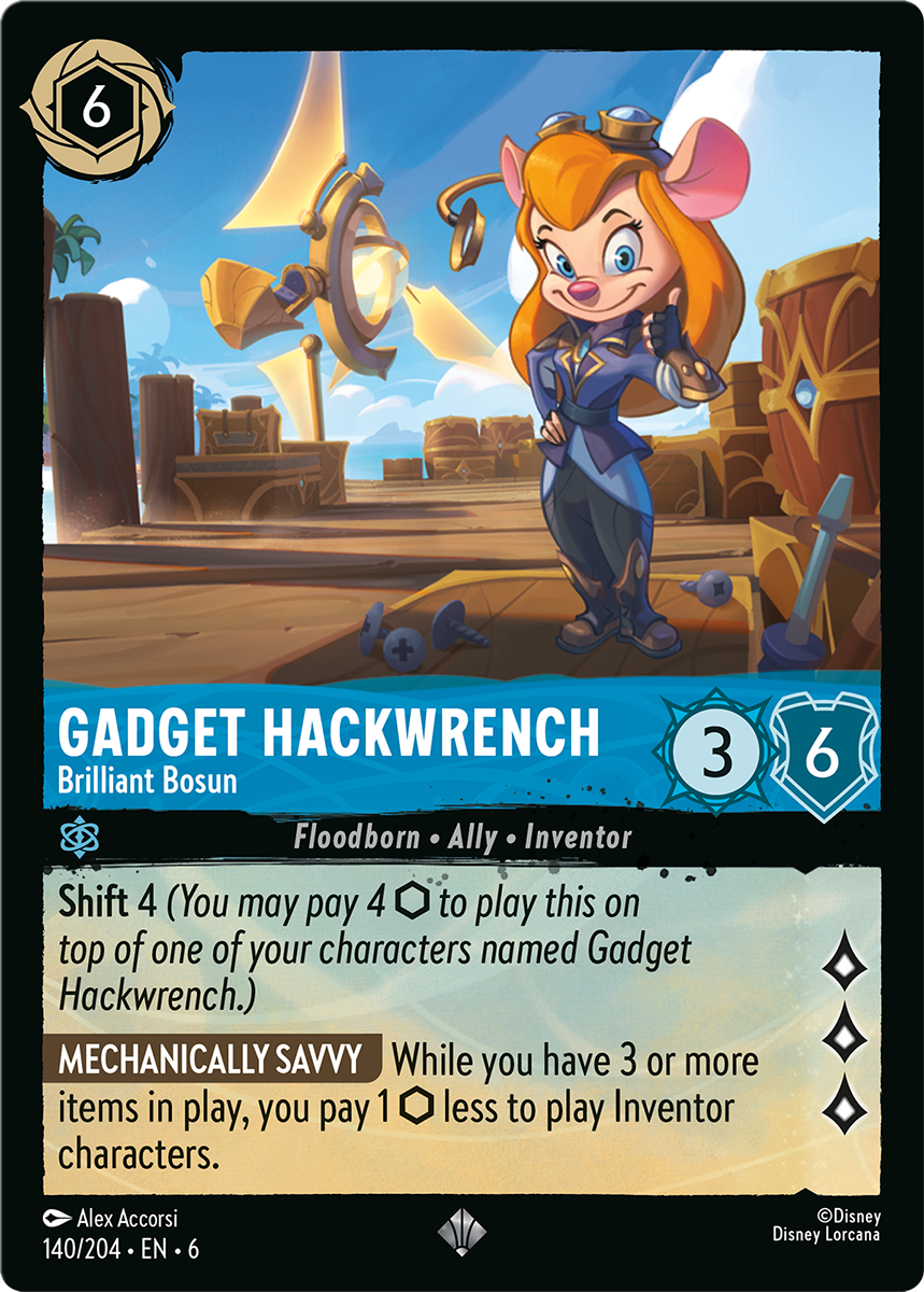 Gadget Hackwrench - Brilliant Bosun card from the Disney Lorcana Trading Card Game set Azurite Sea