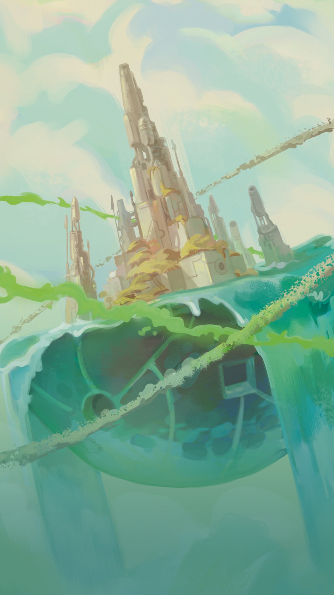 Dekoratives mobiles Hintergrundbild eines mystischen Berges aus dem Disney Lorcana Trading Card Game
