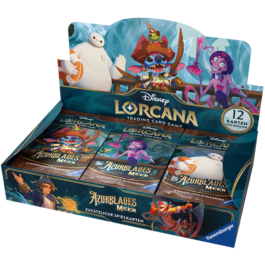 Box of Azurite Sea booster packs for the Disney Lorcana Trading Card Game