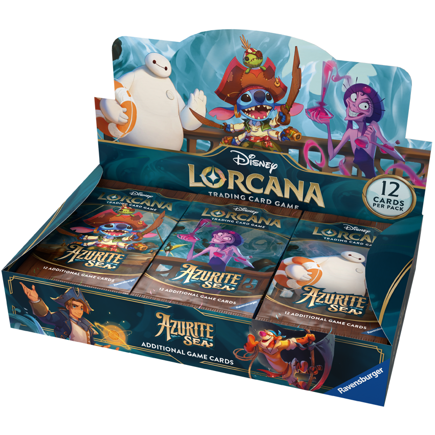 Box of Azurite Sea booster packs for the Disney Lorcana Trading Card Game