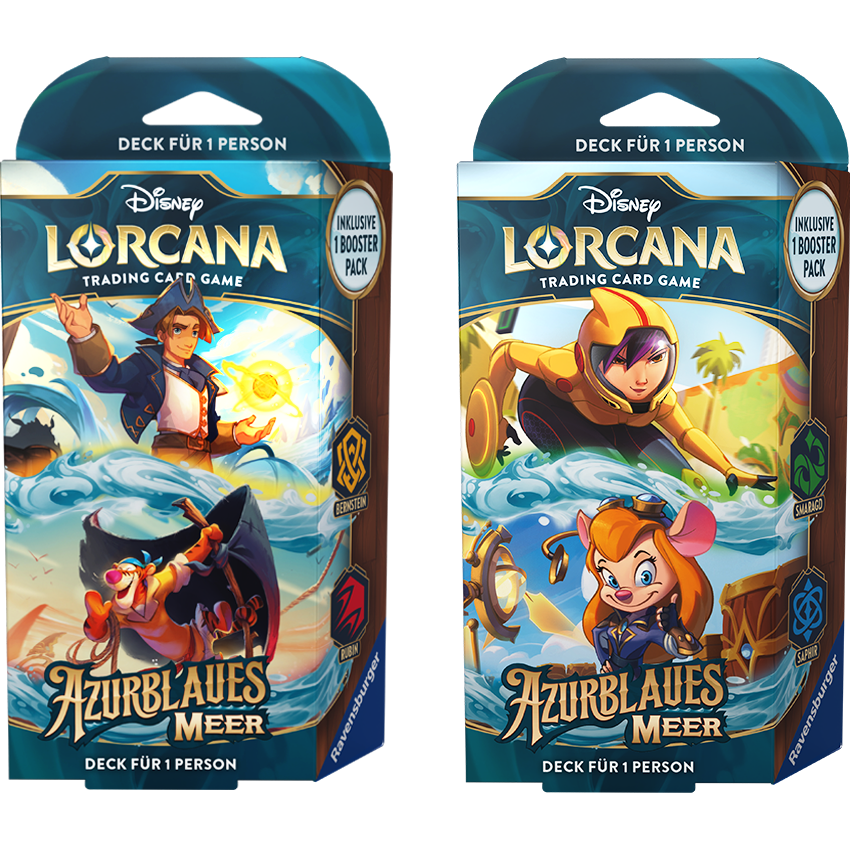 Starter decks for Azurite Sea for the Disney Lorcana Trading Card Game