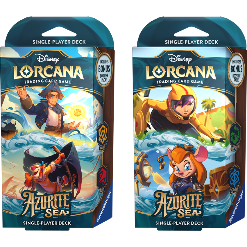 Starter decks for Azurite Sea for the Disney Lorcana Trading Card Game