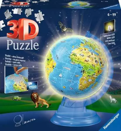 3D Puzzle Children's World Map Light Up - 180 Pieces