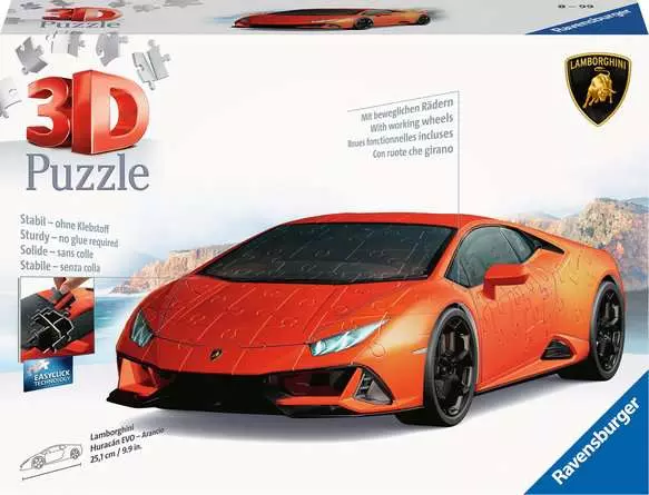 3D Puzzle Vehicle Lamborghini Huracan - Orange - 108 Pieces