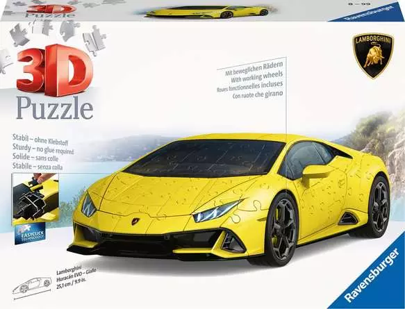 3D Puzzle Vehicle Lamborghini Huracan - Yellow - 108 Pieces