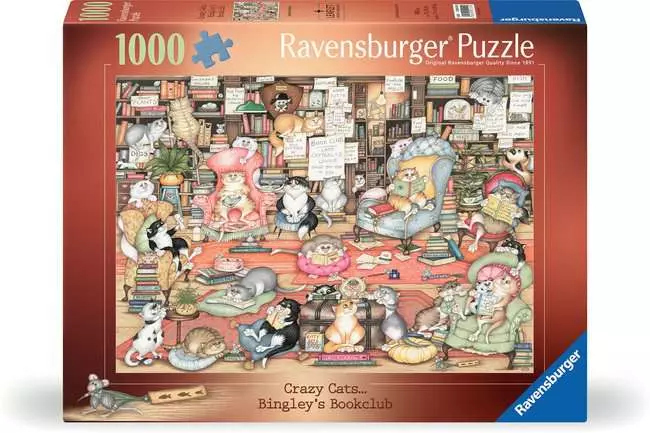 Jigsaw Puzzle Crazy Cats - Bingley's Bookclub - 1000 Pieces Puzzle