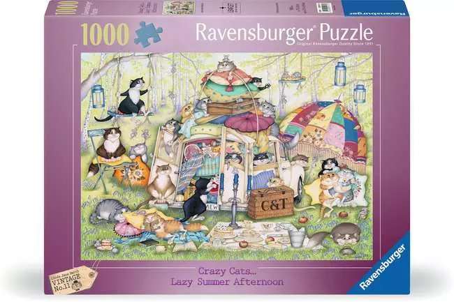 Jigsaw Puzzle Crazy Cats - Lazy Summer Afternoon - 1000 Pieces Puzzle