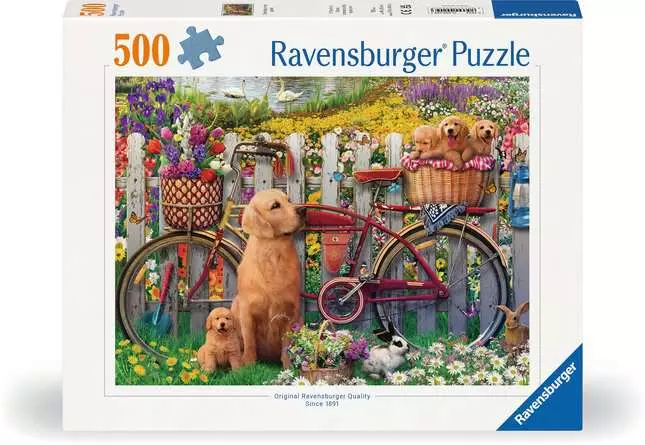 Jigsaw Puzzle Cute Dogs in the Garden - 500 Pieces Puzzle