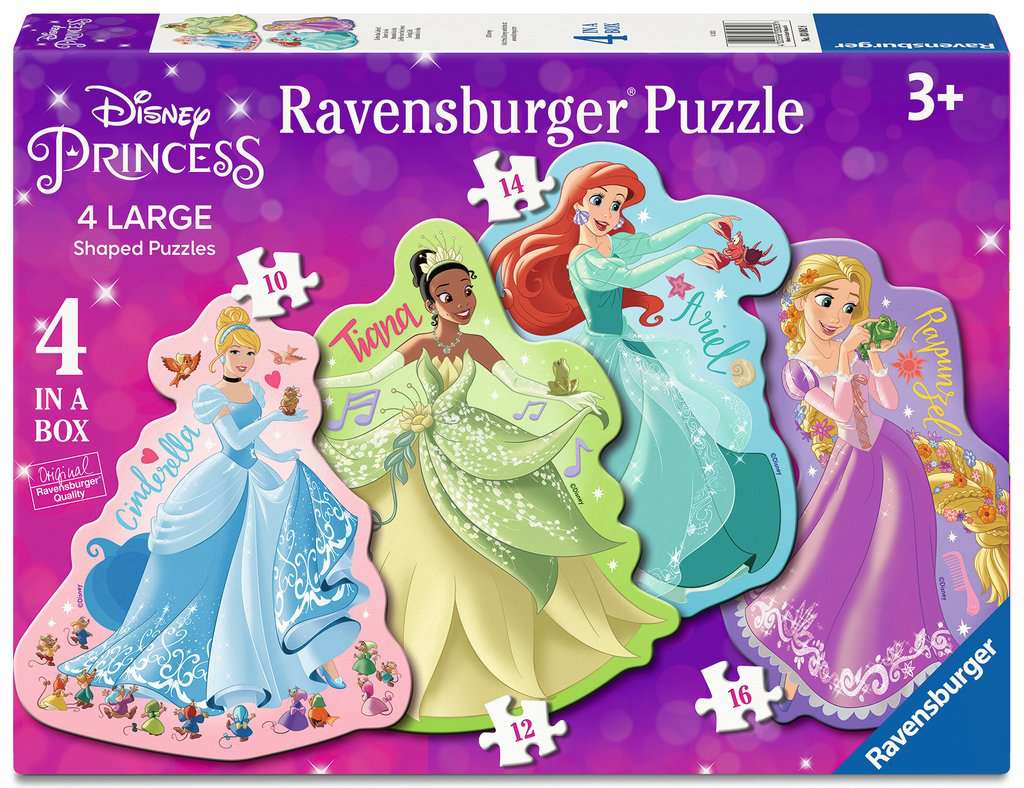 Ravensburger Disney Princess 4 Large Shaped Jigsaw Puzzles (10, 12, 14, 16 piece)