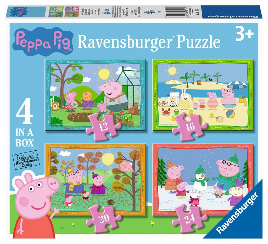 Ravensburger Peppa Pig Four Seasons 4 in a Box (12, 16, 20, 24 piece) Jigsaw Puzzles