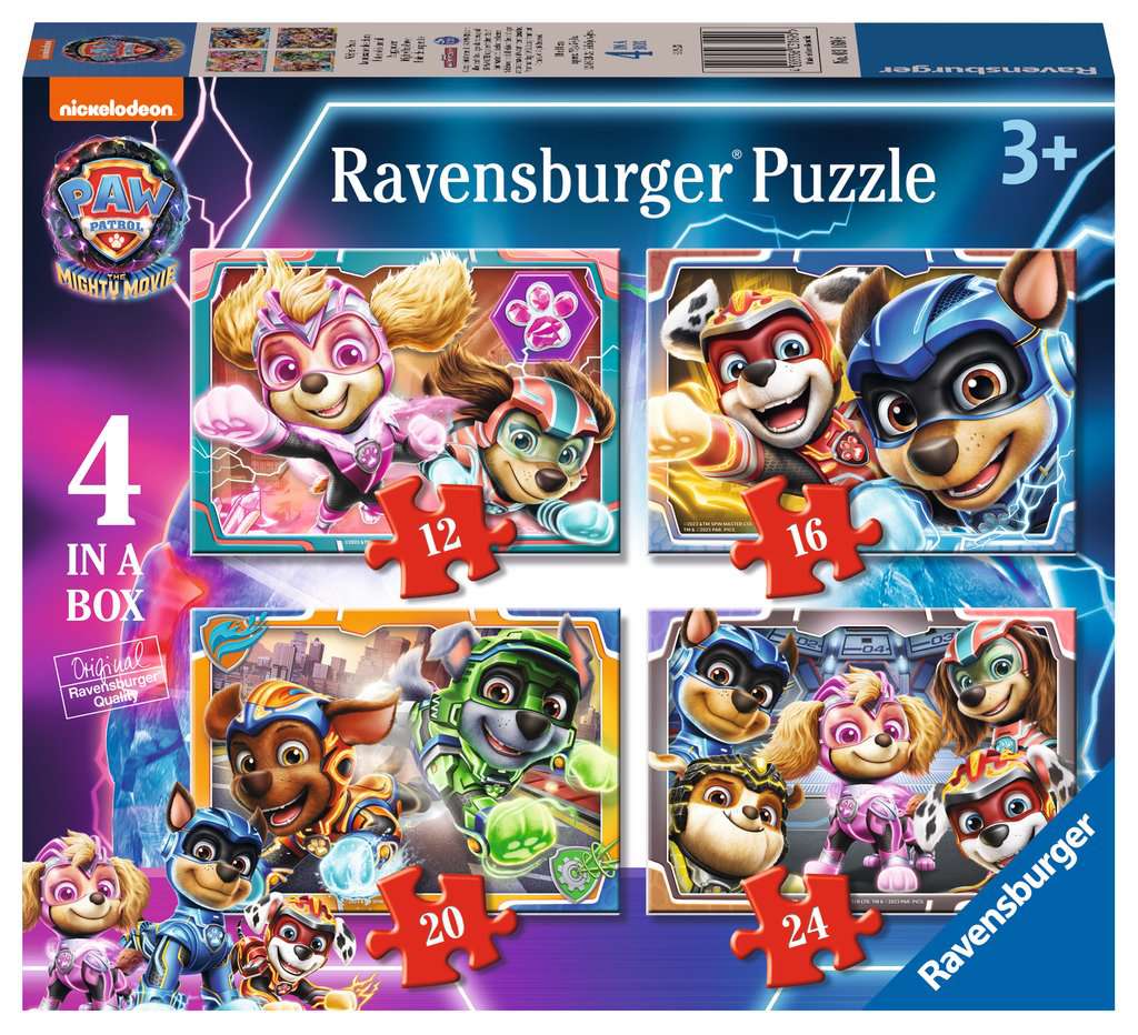 Ravensburger Paw Patrol The Mighty Movie 4 in a Box (12, 16, 20, 24 piece) Jigsaw Puzzles