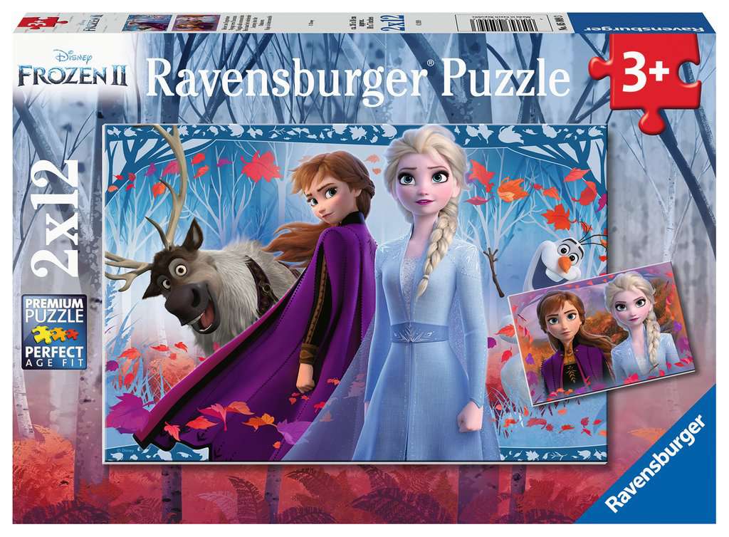 Puzzles Enfants 2x12 pièces - Disney La Reine des Neiges 2 - Voyage vers l'inconnu