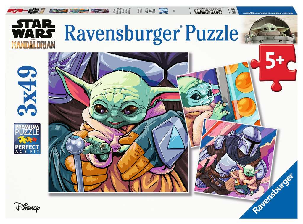 Children's puzzle 3x49 pieces - Star Wars The Mandalorian - Grogu Moments