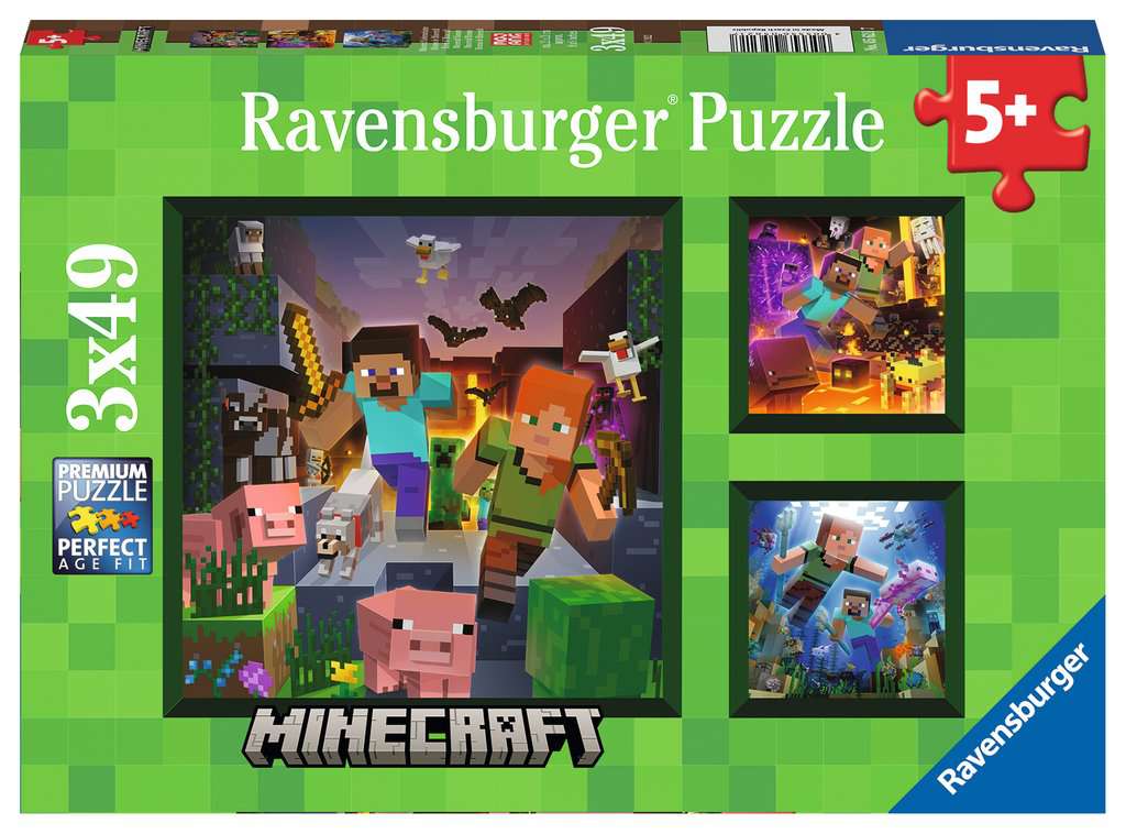 Ravensburger Minecraft Biomes 3x 49 piece Jigsaw Puzzles