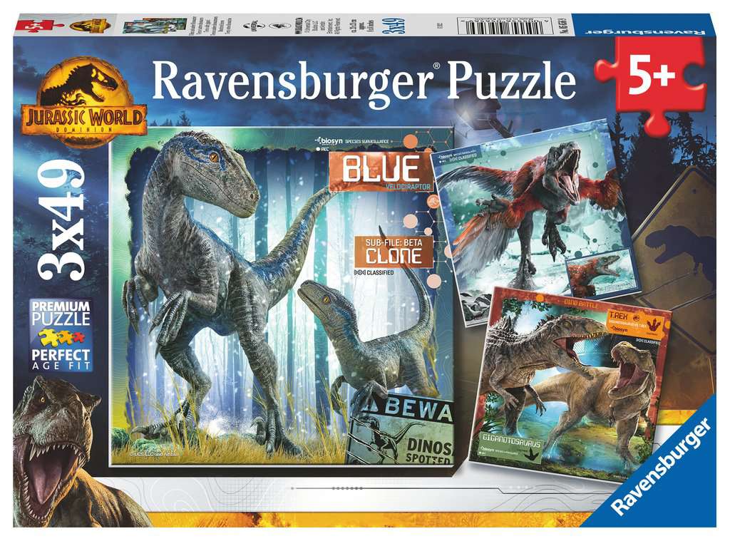 Ravensburger Jurassic World Dominion - Restricted Access 3x 49 piece Jigsaw Puzzles - Brand New