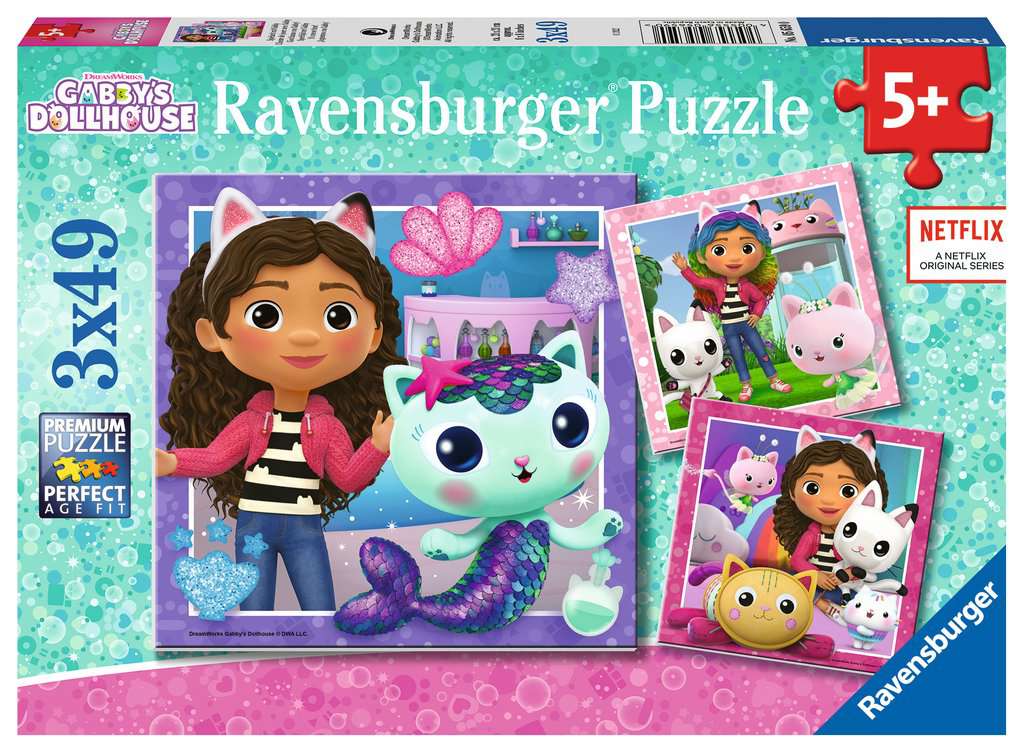 Ravensburger Gabby's Dollhouse 3x 49 piece Jigsaw Puzzles - It's meow time!