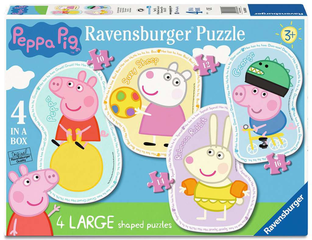 Ravensburger Peppa Pig 4 Large Shaped Jigsaw Puzzles (10, 12, 14, 16 piece)