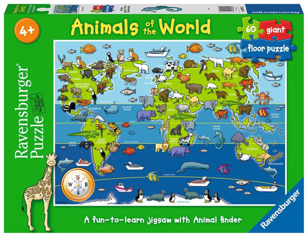 Ravensburger Animals of the World, 60 piece Giant Floor Jigsaw Puzzle