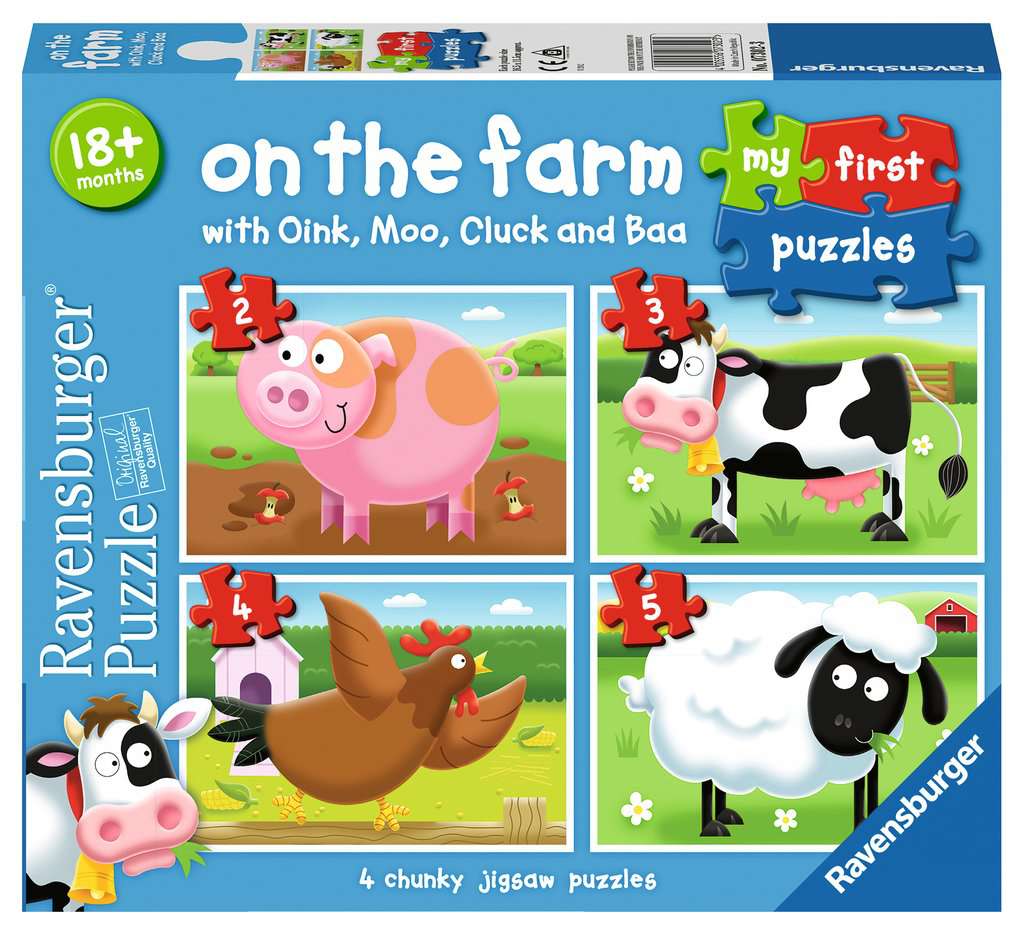 Children's puzzle 2, 3, 4, 5 pieces - On the Farm