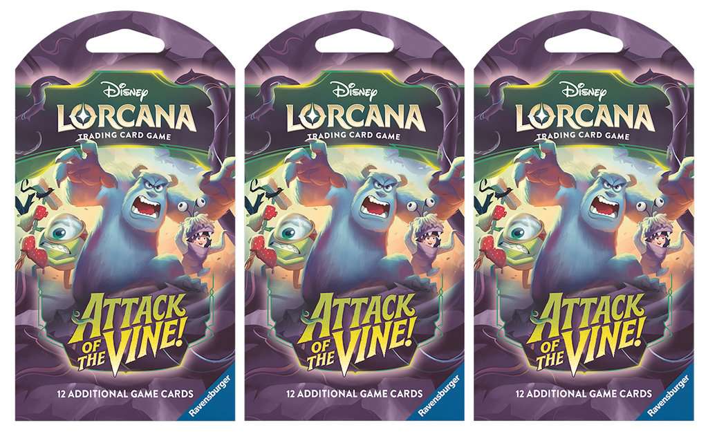 Ravensburger Disney Lorcana Trading Card Game - 3 Pack of Sleeved Boosters - Set 13 - Attack of the Vine