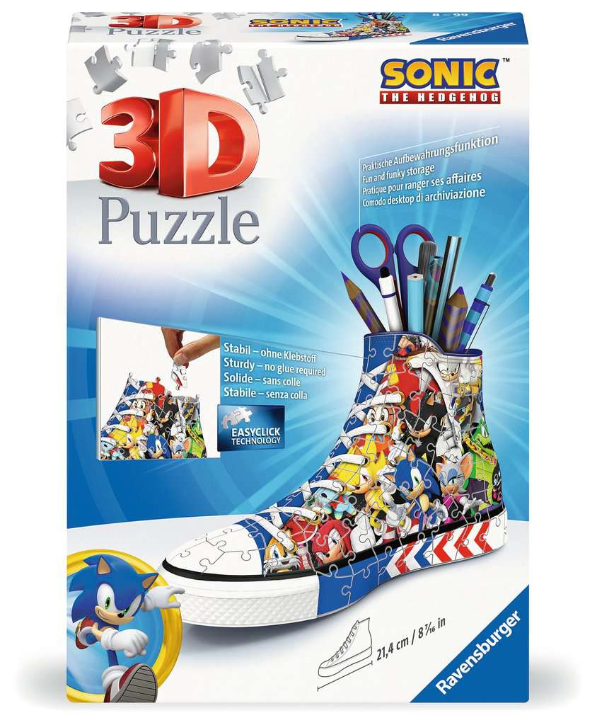 Ravensburger Sonic The Hedgehog Hedgehog - 3D Puzzles For Kids Age 8 Years Up - 108 Pieces - No Glue Required - Shaped Shoe, Trainer, Sneaker - Jigsaw Puzzle - Image 3