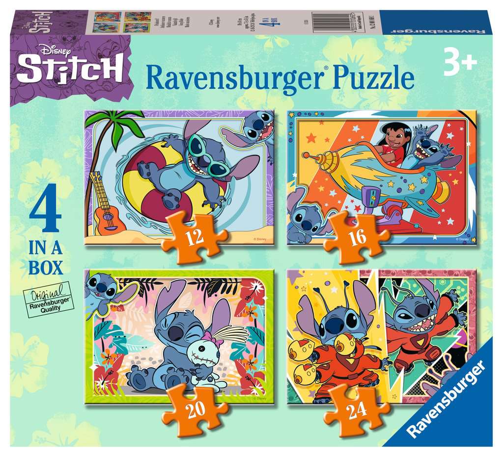 Ravensburger Disney Stitch 4 in a Box (12, 16, 20, 24 piece) Jigsaw Puzzles