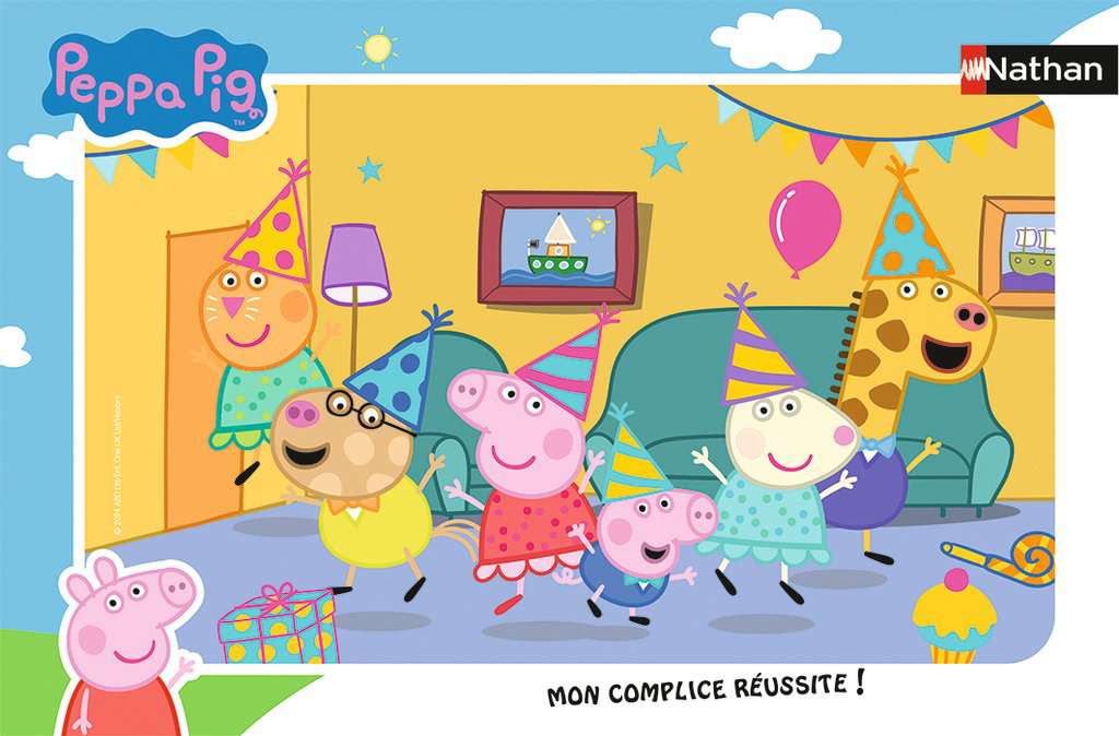 Nathan - Puzzle enfants - Cadre 15 pièces - L'anniversaire de Peppa Pig - Fille ou garçon dès 3 ans - Puzzle de qualité supérieure - Carton épais et résistant - Quotidien - 12001093