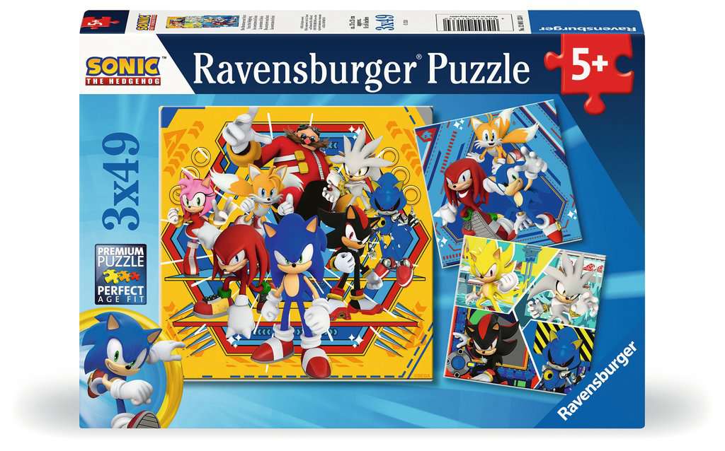 Ravensburger Sonic The Hedgehog 3x 49 piece Jigsaw Puzzles