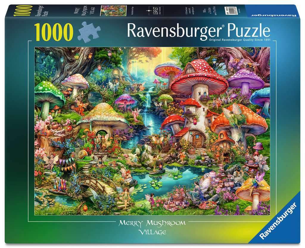 Ravensburger Merry Mushroom Village 1000 Piece Jigsaw Puzzle Fantasy 70x50cm - Image 8