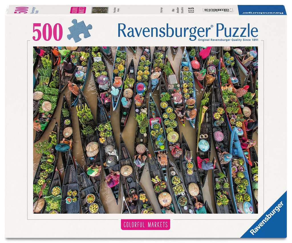 Ravensburger Floating Market Indonesia 500 piece Jigsaw Puzzle