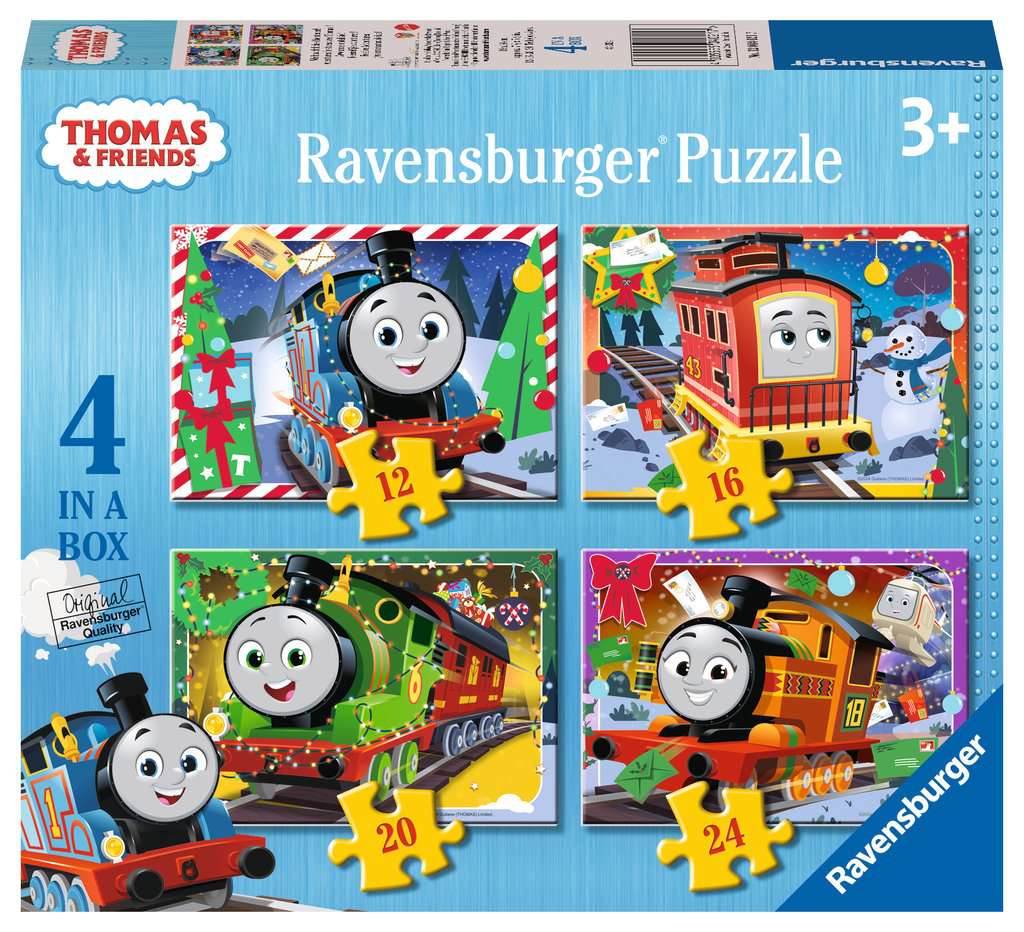 Ravensburger Thomas & Friends Christmas 4 in a Box (12, 16, 20, 24 piece) Jigsaw Puzzles - Festive Adventures