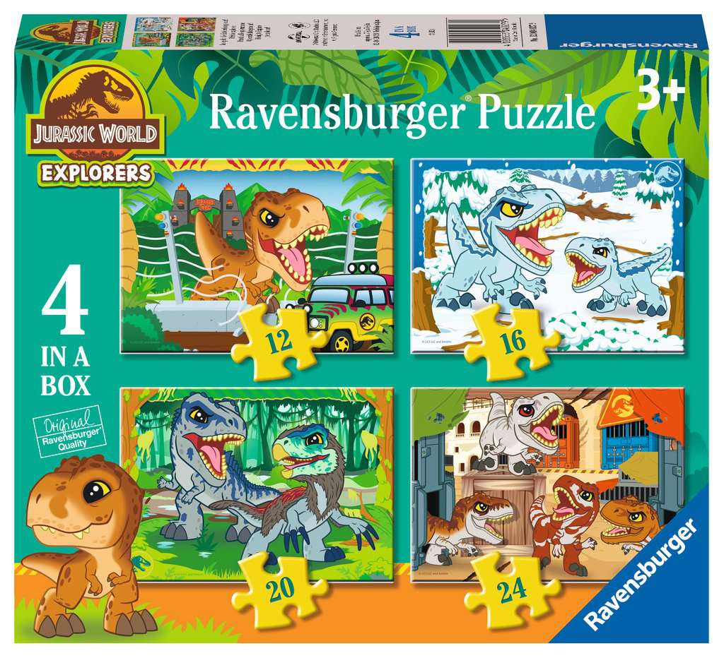 Ravensburger Jurassic World Explorers 4 in a Box (12, 16, 20, 24 piece) Jigsaw Puzzles - Ready to explore