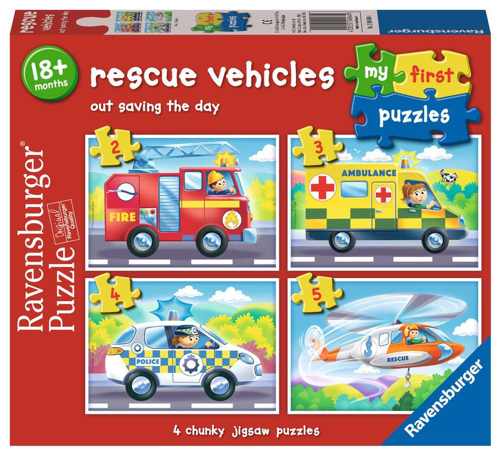 Children's puzzle 2, 3, 4, 5 pieces - Rescue Vehicles