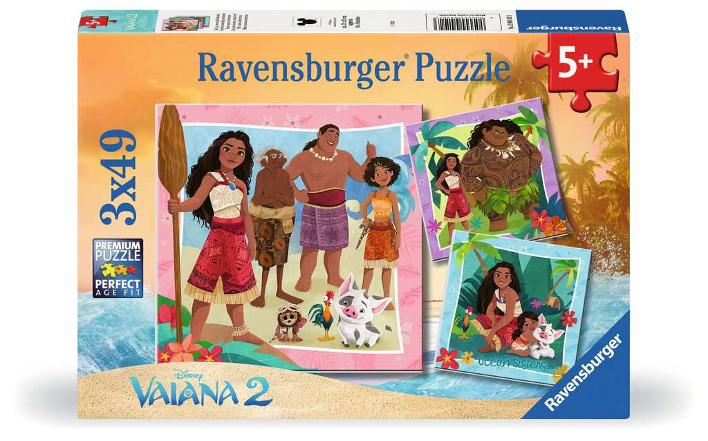 Puzzles Enfants 3x49 pièces - Disney Vaiana 2 - Vers de nouvelles aventures