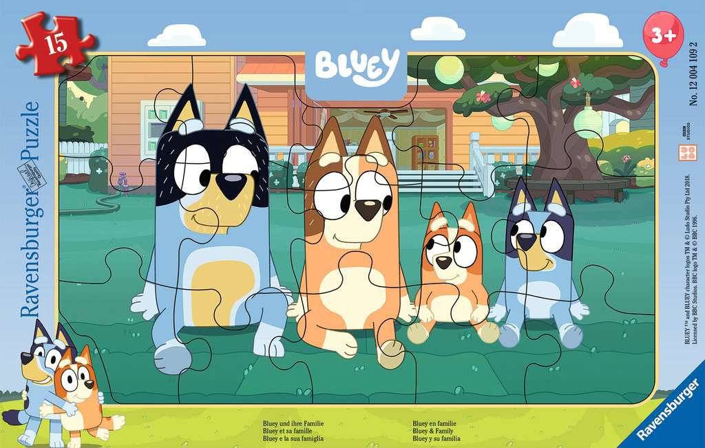 Ravensburger - Puzzle Enfant - Cadre 15 pièces - Bluey et sa famille - Fille ou garçon dès 3 ans - Puzzle de qualité supérieure - Carton épais et résistant - 12004109