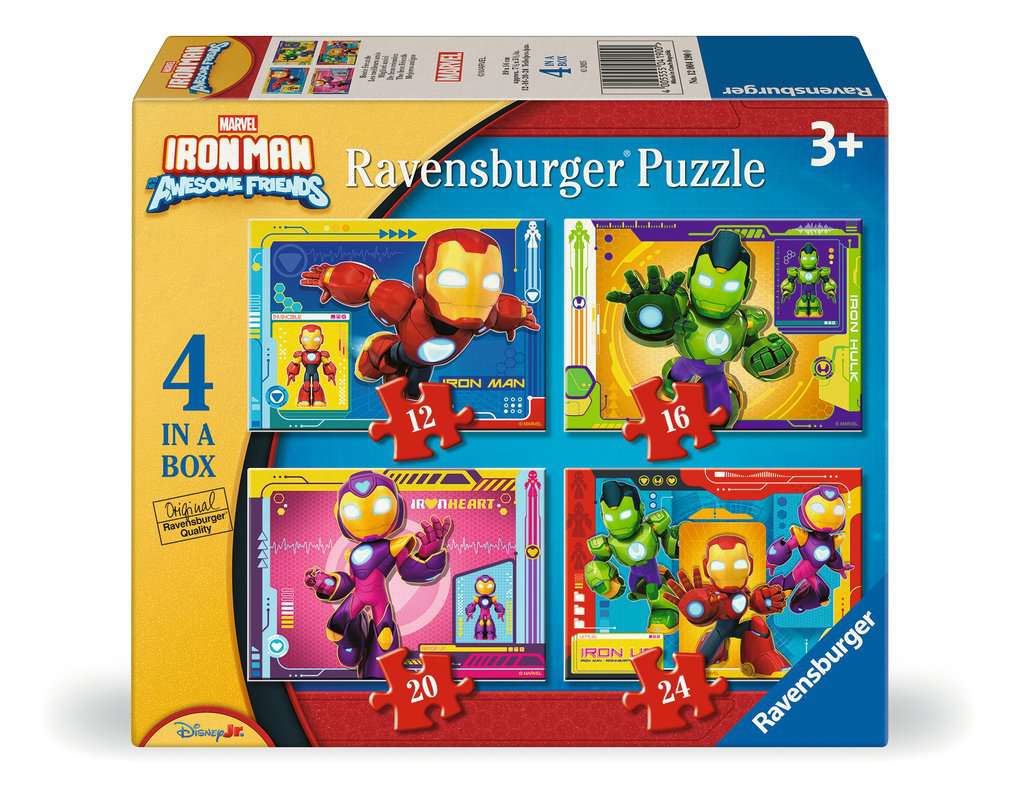 Ravensburger Iron Man & His Awesome Friends 4 in a Box (12, 16, 20, 24 piece) Jigsaw Puzzles