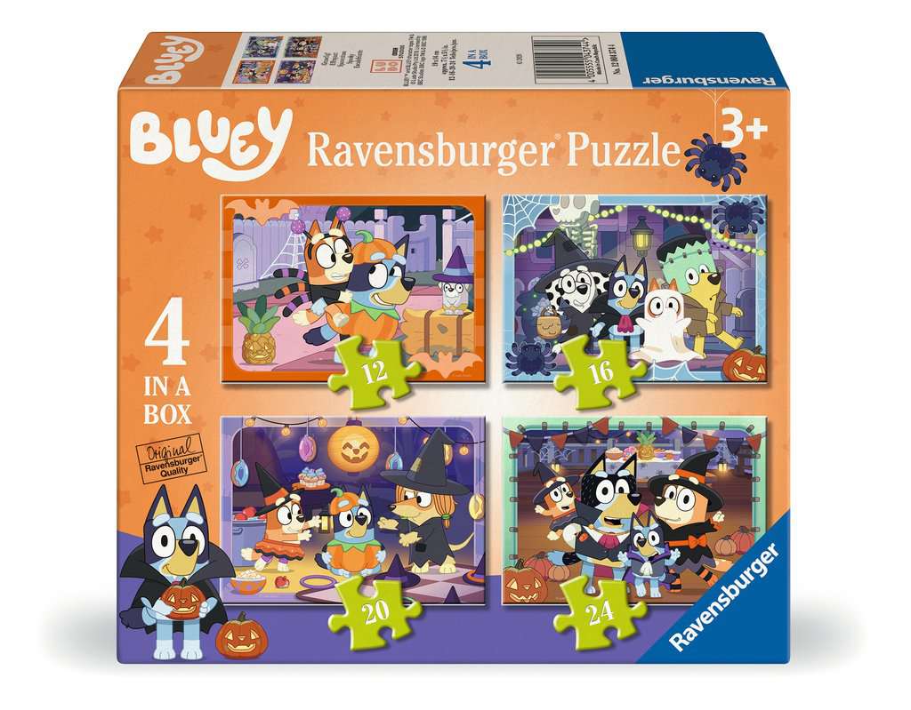 Ravensburger Bluey Halloween, 4 in a Box (12, 16, 20, 24 piece) Jigsaw Puzzles