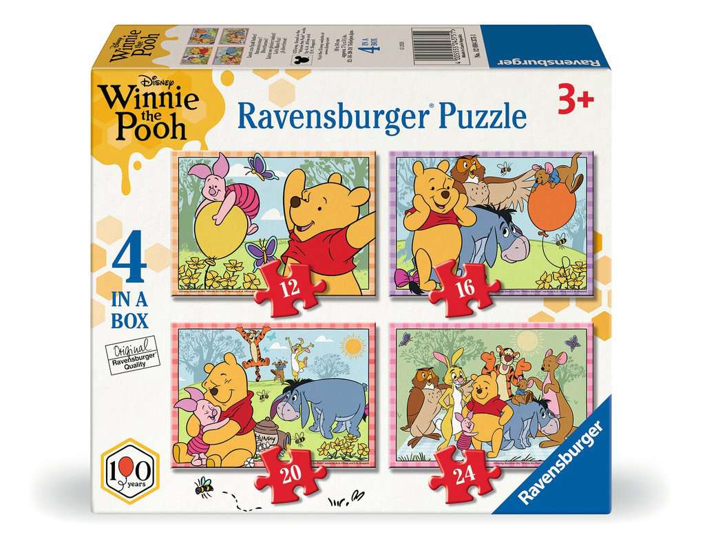 Ravensburger Winnie the Pooh, 4 in a Box (12, 16, 20, 24 piece) Jigsaw Puzzles