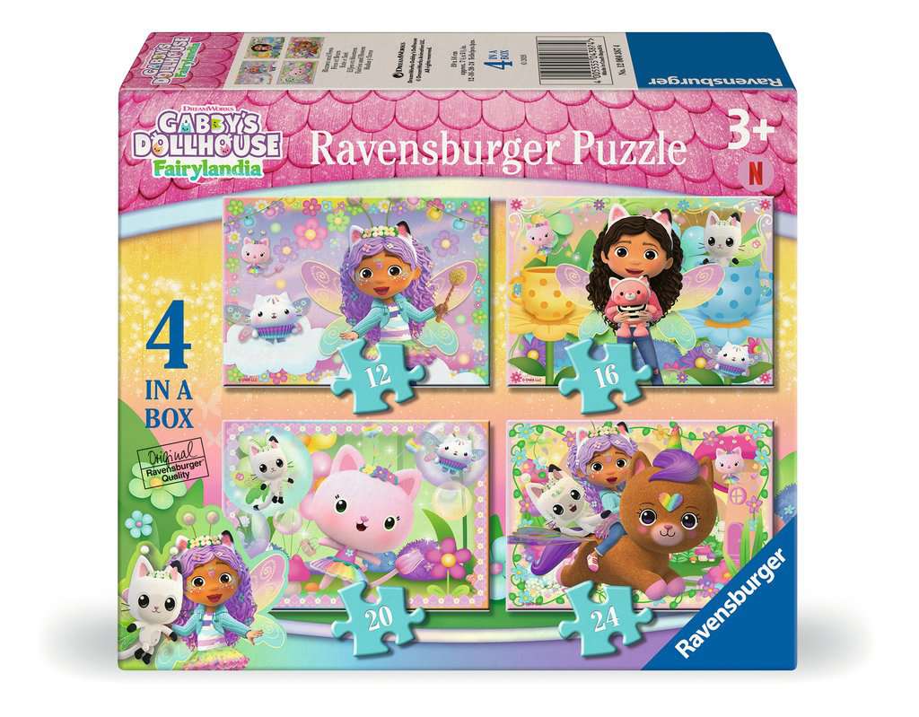 Ravensburger Gabby's Dollhouse Fairylandia , 4 in a Box (12, 16, 20, 24 piece) Jigsaw Puzzles