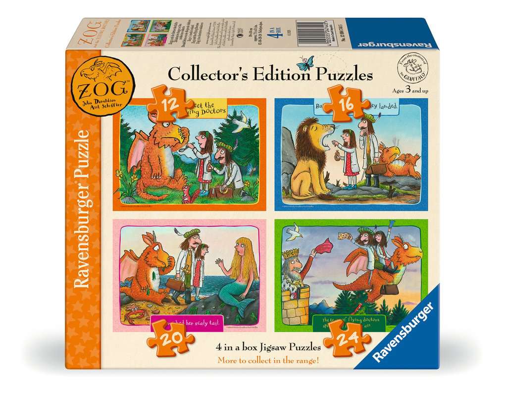 Ravensburger Gruffalo & Friends Collection, 4 in a Box (12, 16, 20, 24 piece) Jigsaw Puzzles - Zog and the Flying Doctors