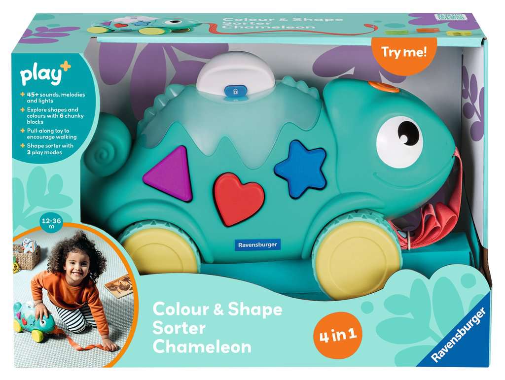 Ravensburger Play+ Infant & Toddler - 4-in-1 Colour & Shape Sorter - Chameleon