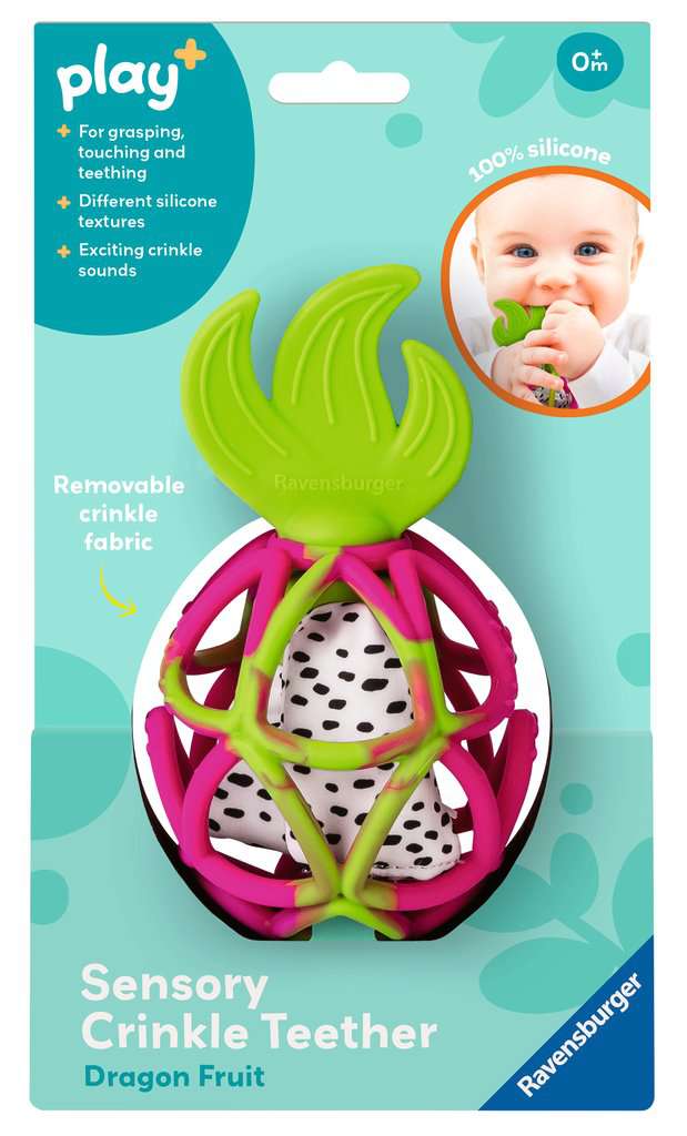 Play+ Sensory Crinkle Teether: Dragon Fruit - from 0 months