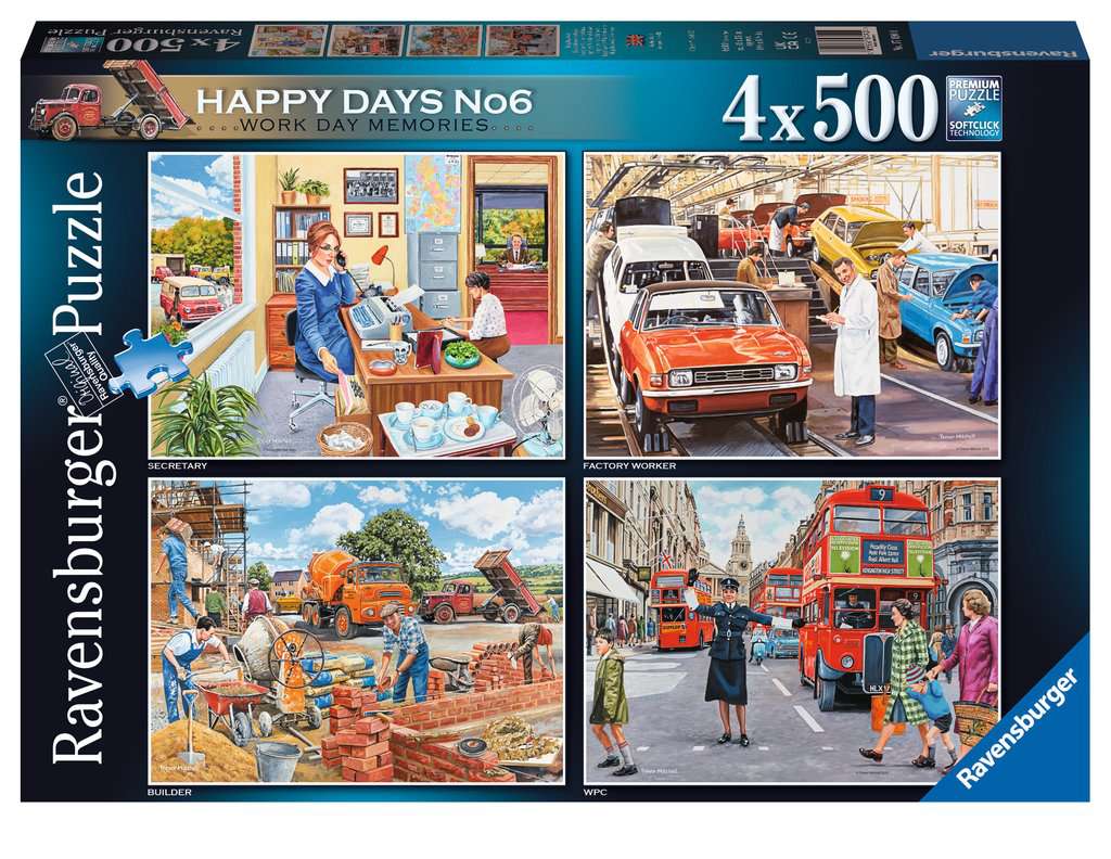 Ravensburger Happy Days Collection No.6 Work Day Memories 4x 500 piece Jigsaw Puzzle