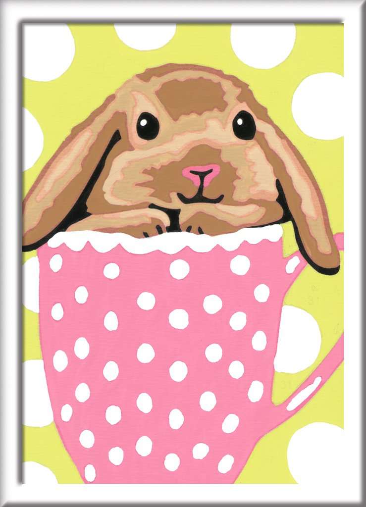 CreArt Kids – CreArt Kids 8x12cm – Numéro d'Art – format mini – Petit lapin – Peinture par numéros avec lignes colorées – Dès 7 ans – 25584