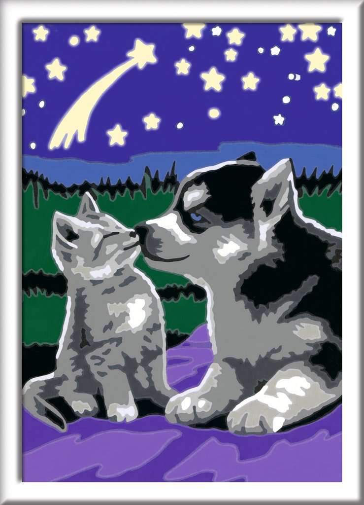 CreArt Kids 13x18cm - Chiot Husky et son compagnon le chaton