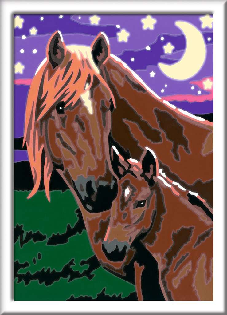 CreArt Kids 13x18cm - Chevaux à la nuit tombée