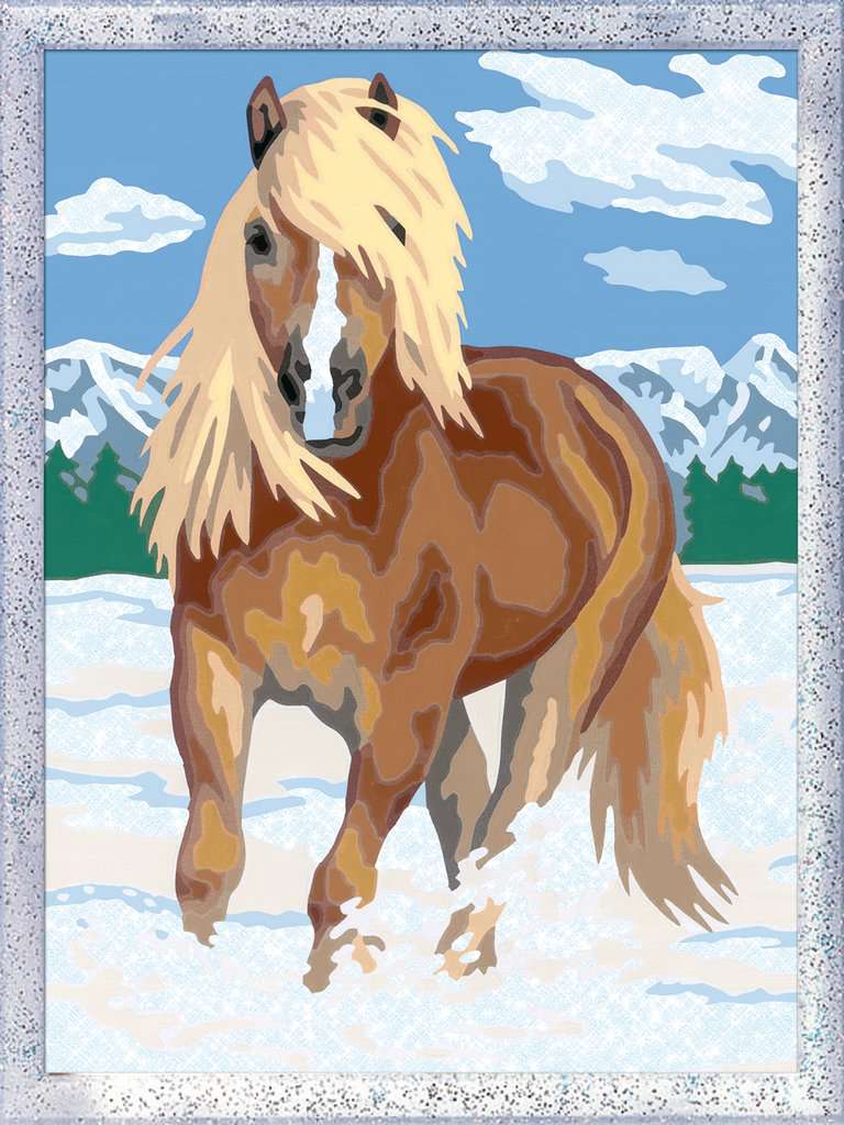 CreArt, Malen nach Zahlen Kinder - Haflinger im Schnee