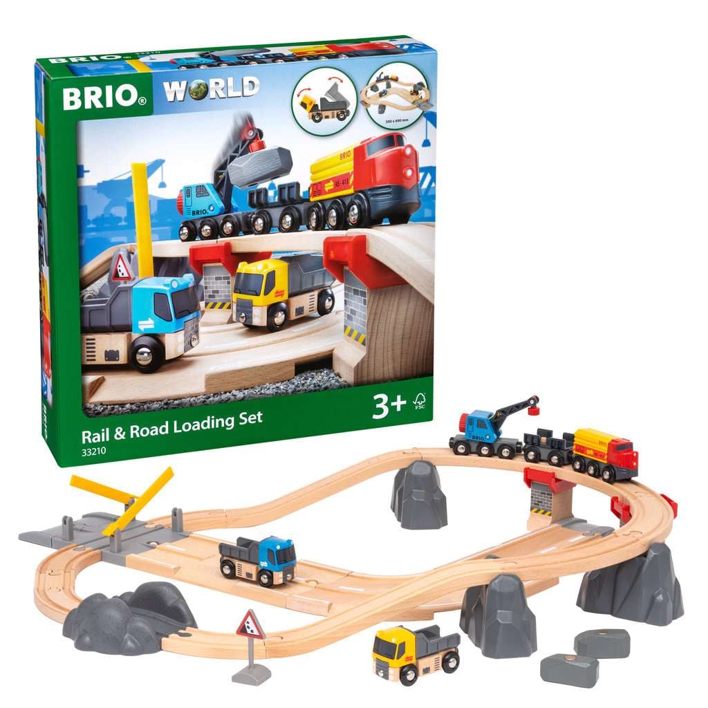 BRIO World - Steinverlade Set, Straßen & Schienen