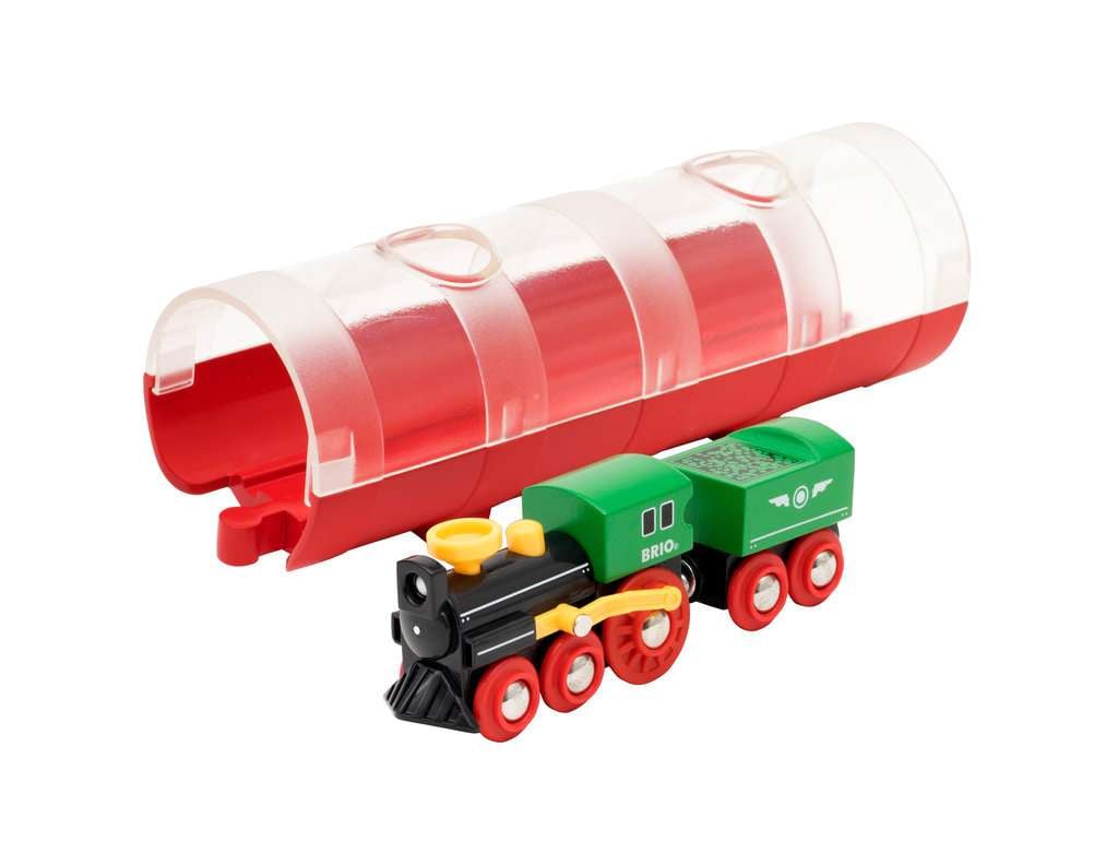 BRIO World - 33892 - Train à vapeur et Tunnel - Pour circuit de train en bois - Avec tunnel / boite de rangement - Action de jeu sans pile - Jouet pour garçons et filles dès 3 ans